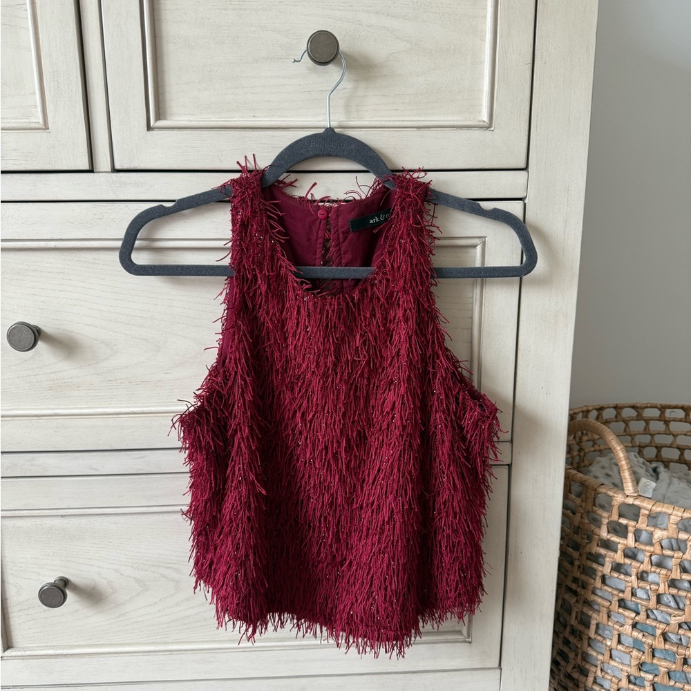 Burgundy Textured Sleeveless Top